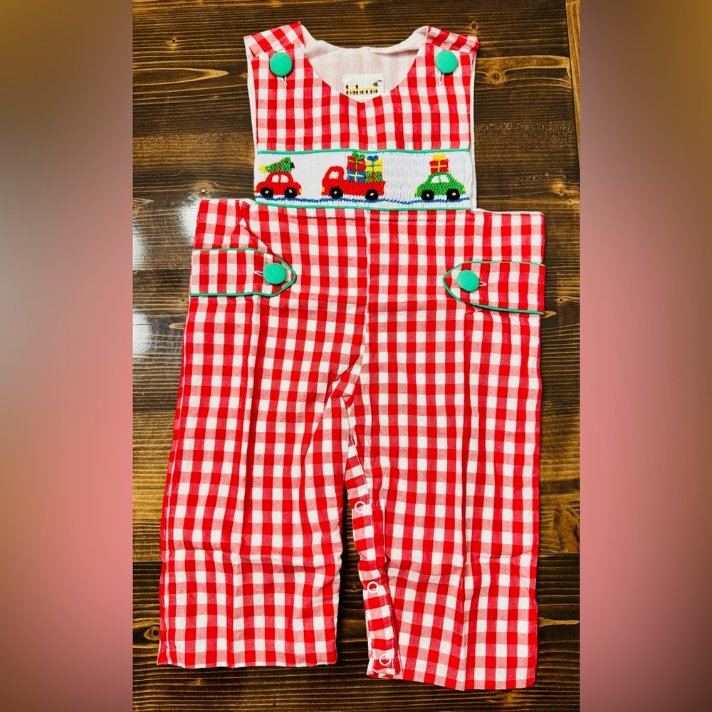 Babeeni‎ Smocked Christmas Red Gingham Boys Longall